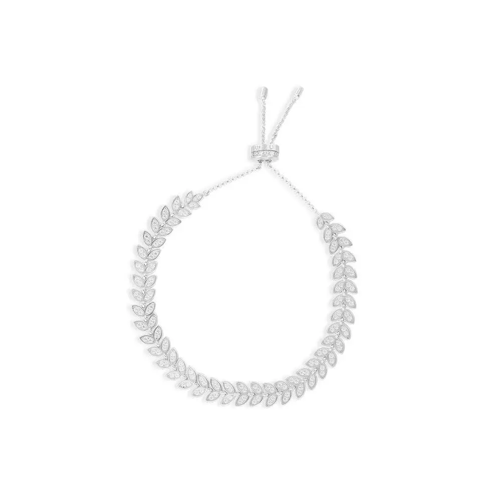 S925 чистого серебра высокого класса микро инкрустация простой пальмовый лист браслет ins Мода девушка