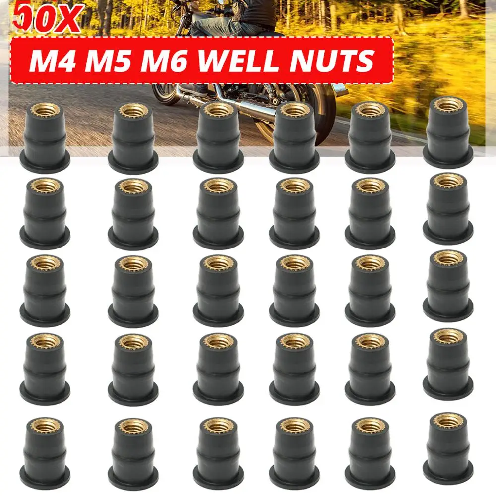 Tornillos de sujeción universales para parabrisas de motocicleta, M5 de M6 métrica de tuercas Rawlnut de goma, carenado, 30 Uds., 50 Uds.