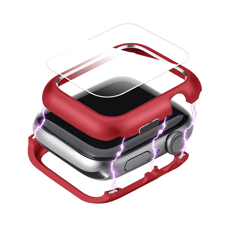 Магнитная Крышка для apple watch case apple watch 5 4 3 44 мм/40 мм iwatch band 5 4 42 мм/38 мм Защитная пленка для экрана - Цвет: red