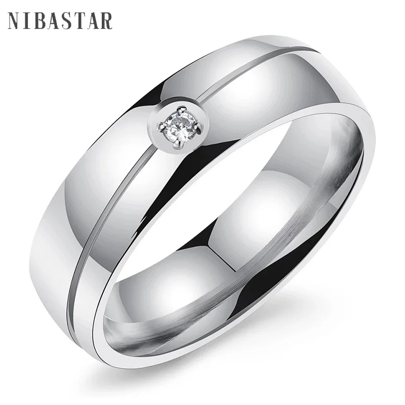 

Alibaba-Express Wedding Rings For Women Or Men Width 6mm Silver Color Plated Stainless Steel Ring
