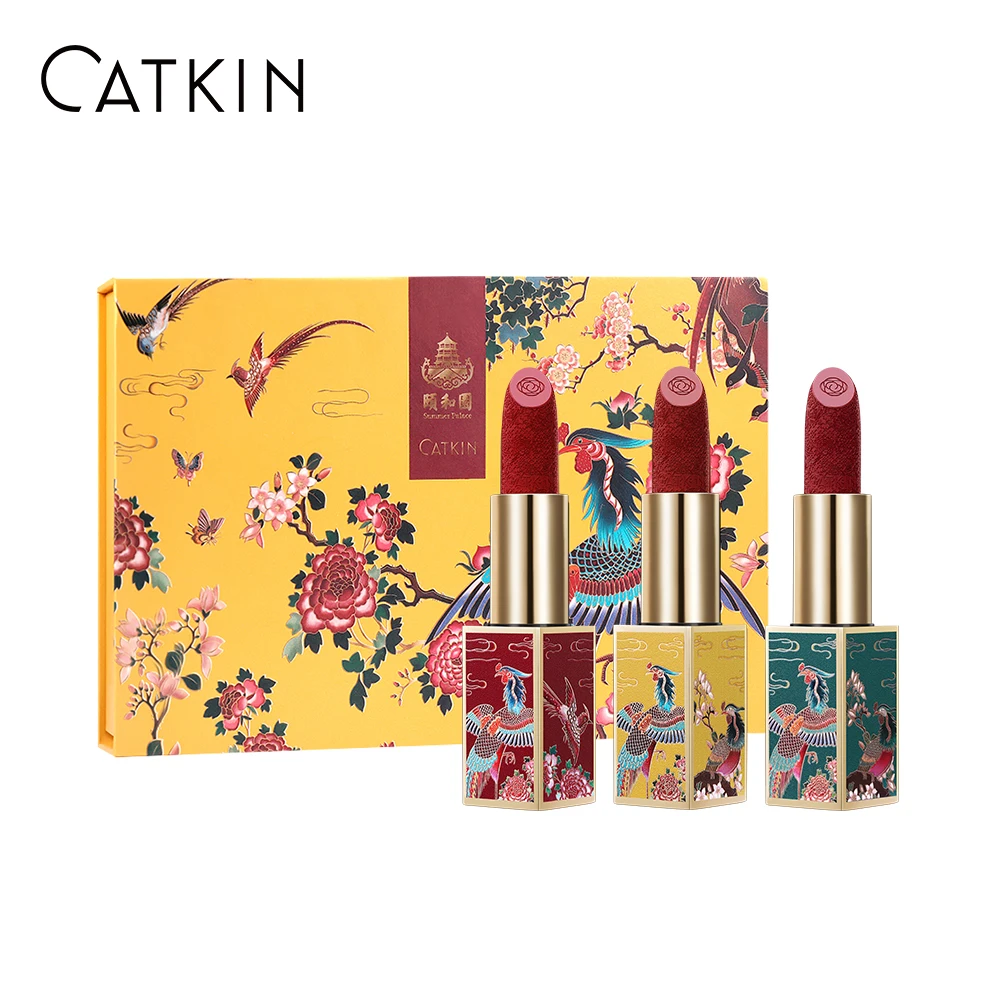 CATKIN-pintalabios rojo, barra de labios hidratante de larga duración, maquillaje, tema X PALACE de verano