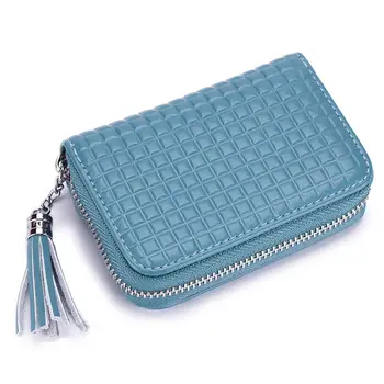 

WoMan Girls Card Holder Case Leather Wallet RFID Blocking Purse with Tassel Zipper Coin Bag