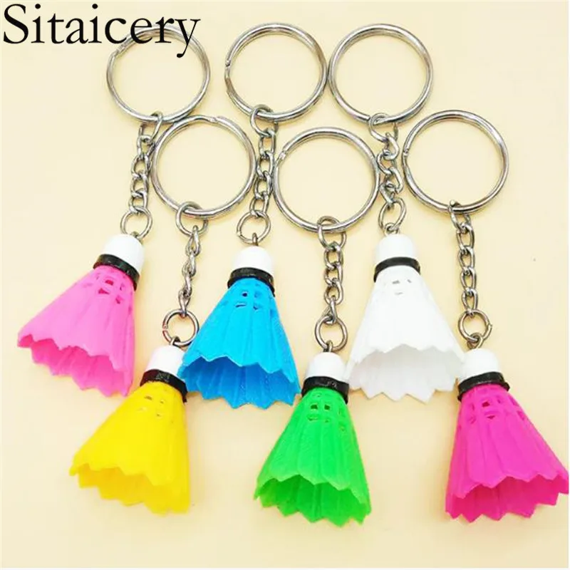 

Sitaicery Mini Badminton Racket Balls Sports Keyring Pendant 3D Keyfob Keychain Holder Ring Car Bag Pendant Keyring DIY Jewelry
