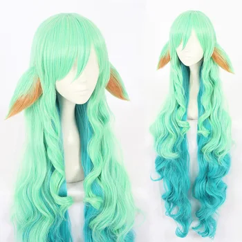 

Game LOL women Soraka cosplay wig Star Guardian green Cosplay Hair Wig and 2 ears