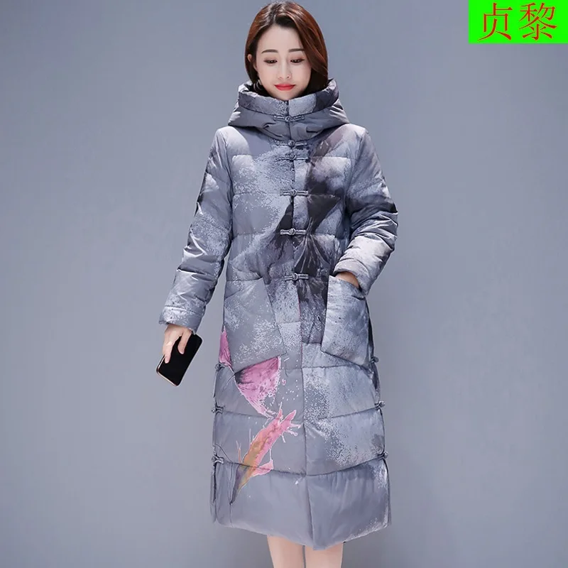 

Retro WOMEN'S Dress 2018 Winter New Style Korean-style Exta-long over-the-Knee Thick off Season down Jacket Cotton-padded Clothe