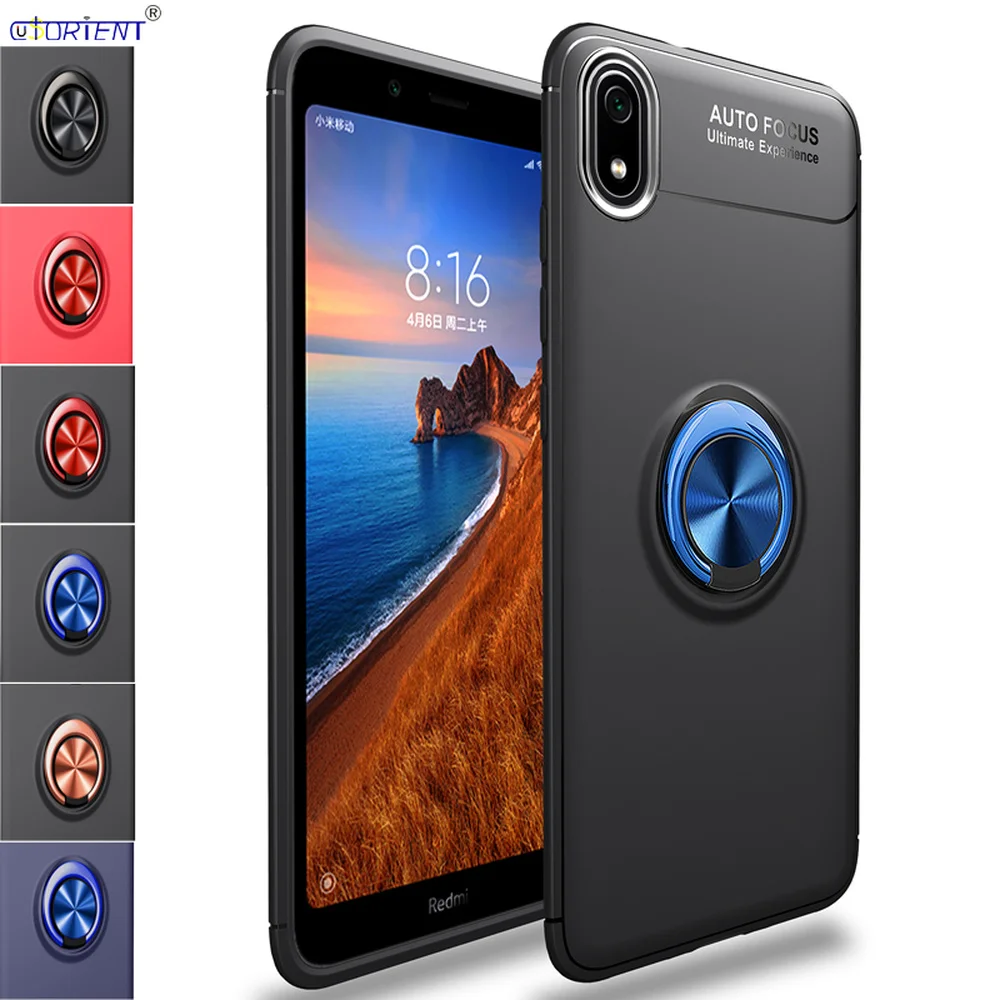 Металлический чехол с кольцом для Xiaomi Redmi 7A мягкий силиконовый подставкой