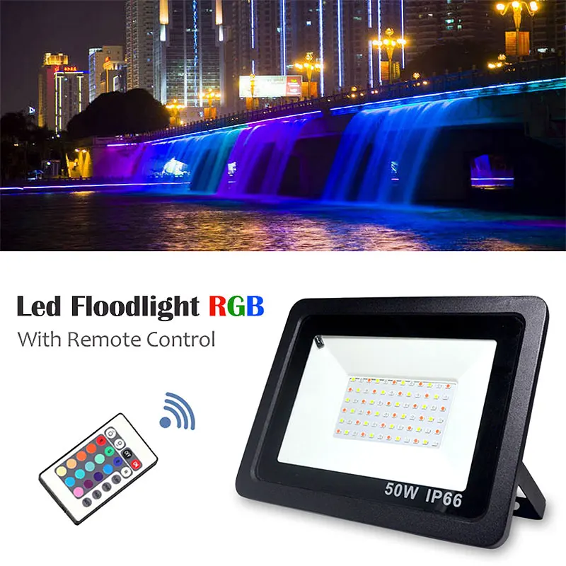 Светодиодный прожектор светильник RGB 30W 50W 100W 220V дистанционное управление