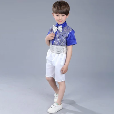 Royal Blue Латинский танцевальный костюм для мальчика Фламенго флаппер Сальса с кисточками детская танцевальная одежда для вечеринки костюм Vestidos танцевальный зал для самбы карнавальный Gatsby - Цвет: Royal Blue