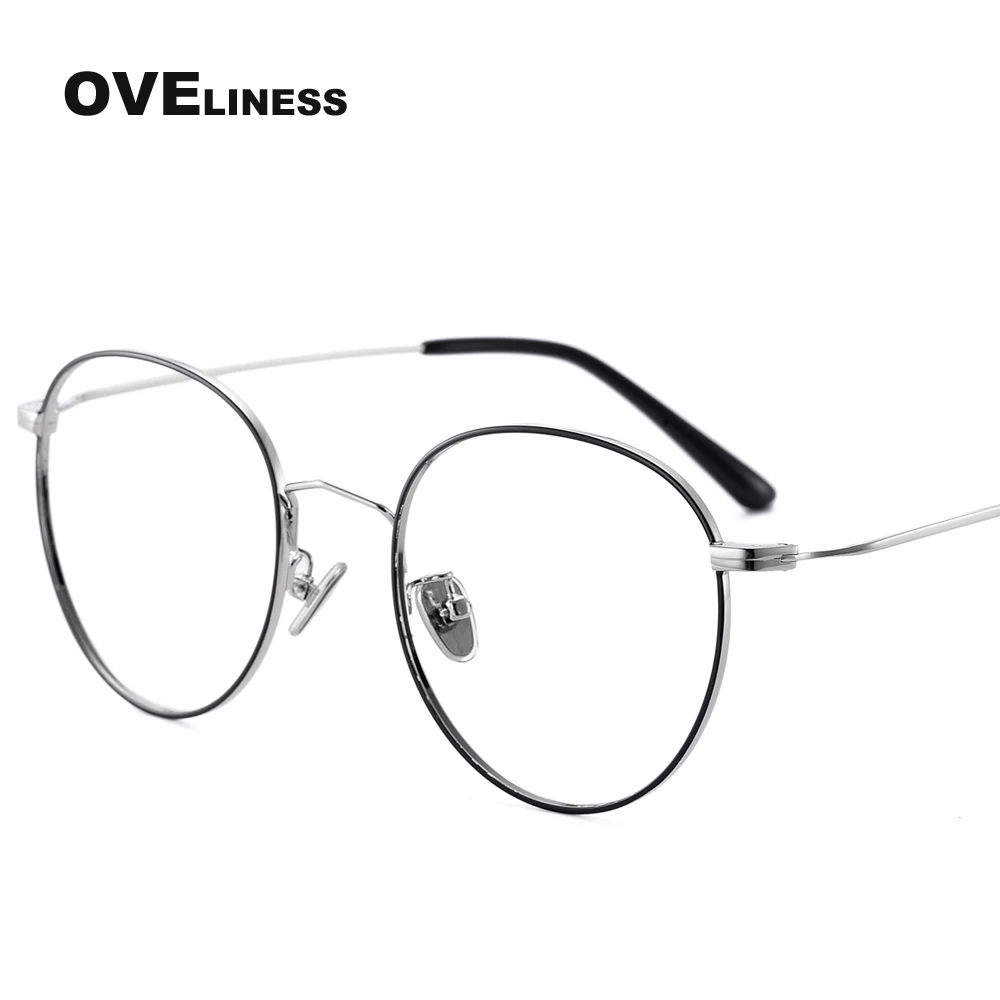 spectacles frame round glasses gold color optical eyewear frame Prescription eyeglasses computer glasses metal glasses frame - Цвет оправы: silver black