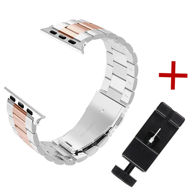 Silver rose Joyozy Модный женский красивый практичный ремешок для Apple Watch 38 мм 40 мм 42 мм 44 мм ремешок из нержавеющей стали для iWatch 5/4/3/2/1 - Цвет ремешка: Silver rose