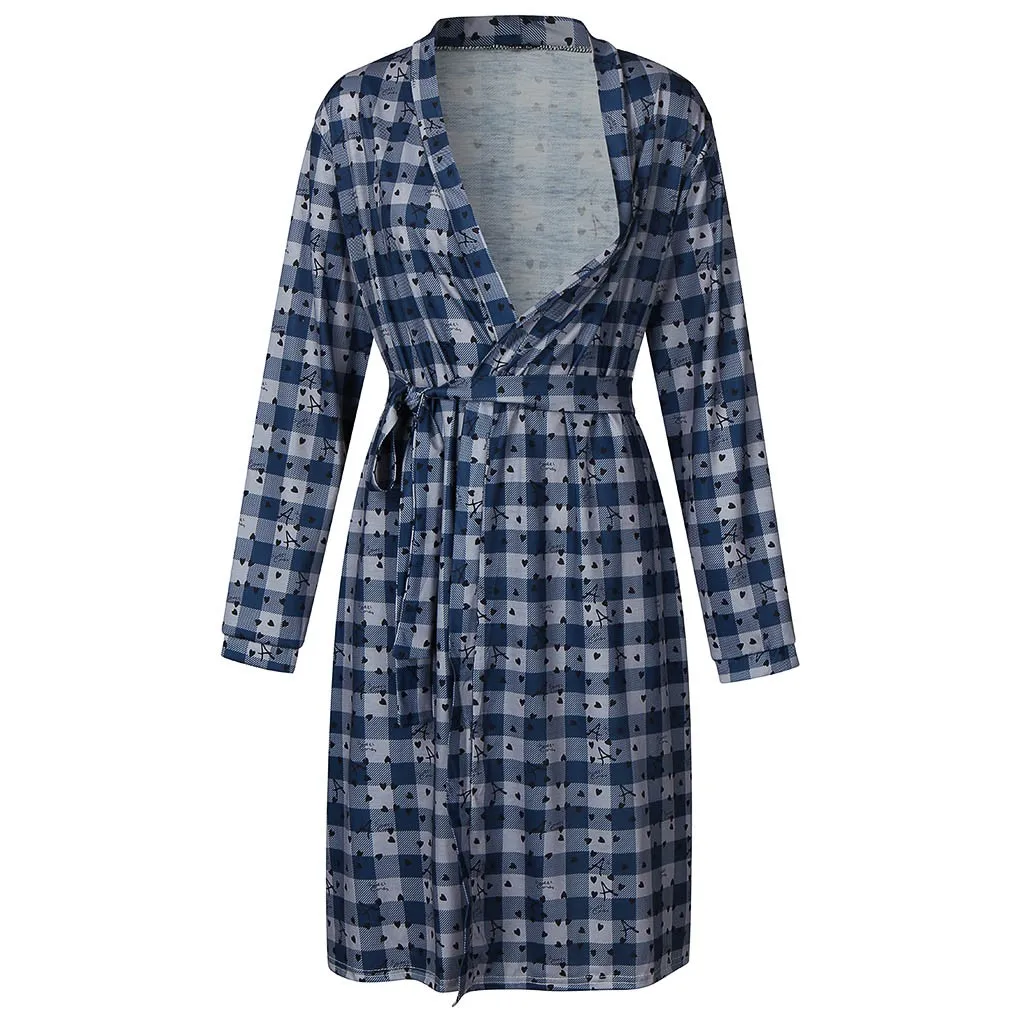 Зимняя Пижама для беременных, платья для беременных, вечернее платье размера плюс с длинным рукавом и v-образным вырезом, мягкая ночная рубашка для кормящих, длинное платье Y1119