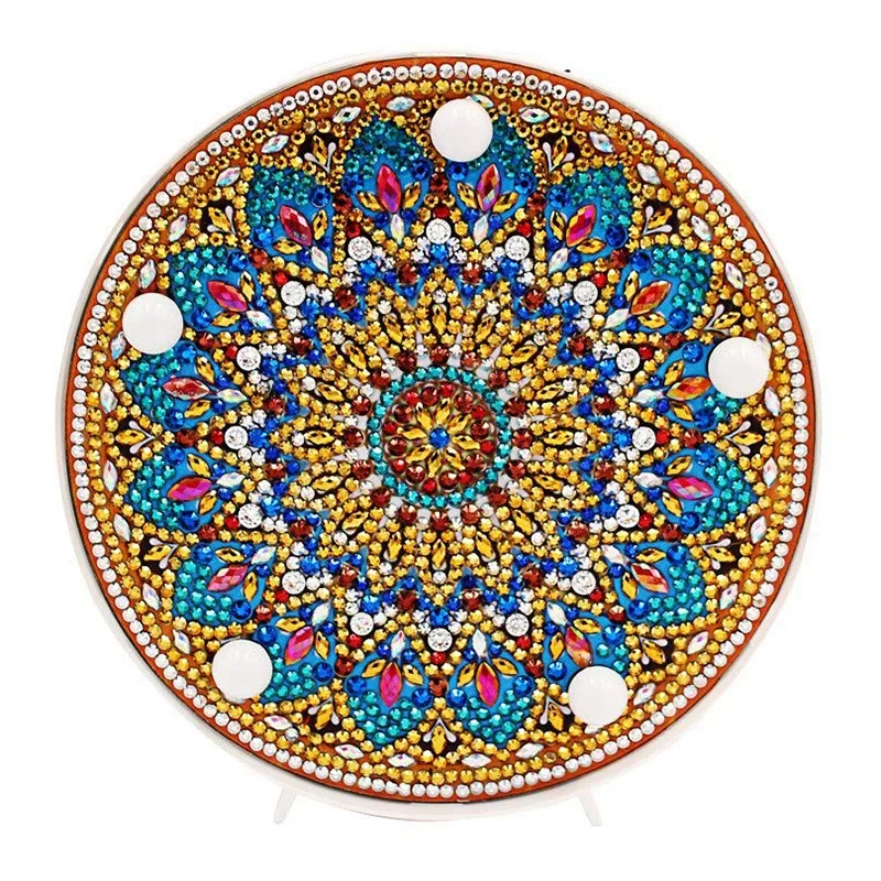 

ABUI-Diy Diamond Painting Light Disc Shape Night Lamp Full Drill Cross Stitch Embroidery Painting Home Kids Bedroom Decoration