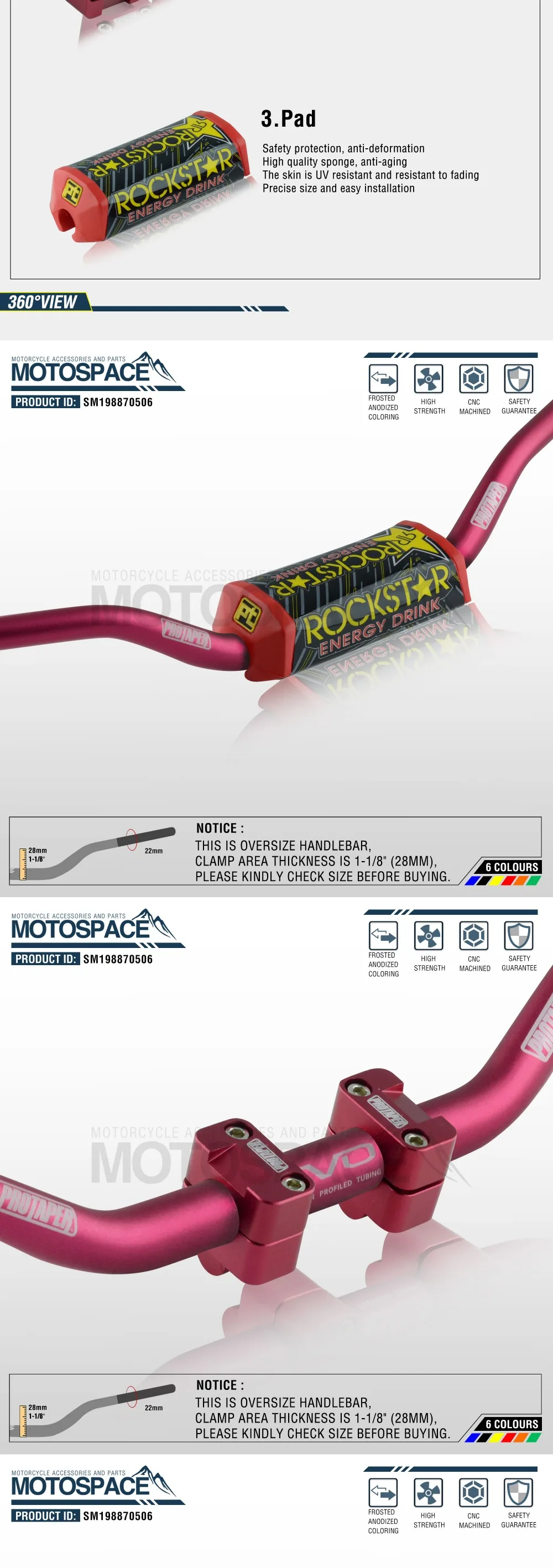 Руль для Pro Taper Pack Bar 1-1/" Классическая дверная ручка бар колодки ручки Pit Pro Racing Dirt Pit Bike мотоцикл с адаптер cnc