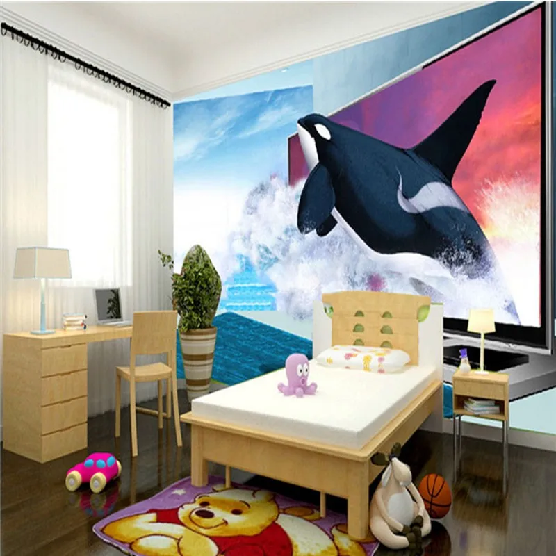 Прямая поставка, Fatman, настенная бумага для детской комнаты, Orca, 3D, морской пейзаж, мультфильм, современная настенная бумага, украшение для гостиной, Фреска, Papel De Parede