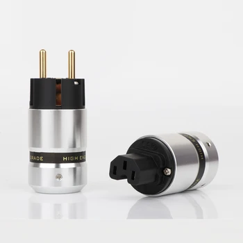 

One pair New OEM High End 24K Gold Plated IEC Connector EUR Schuko EU Power Plug for Hifi power Plug extension adapter