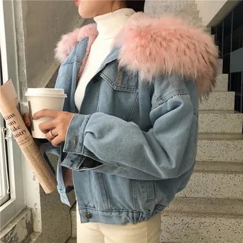 

Autumn and winter ladies coat Short denim jacket Women Warm Denim Short Coat Collar Jacket Slim Winter Hooded Outwear Coats Y910