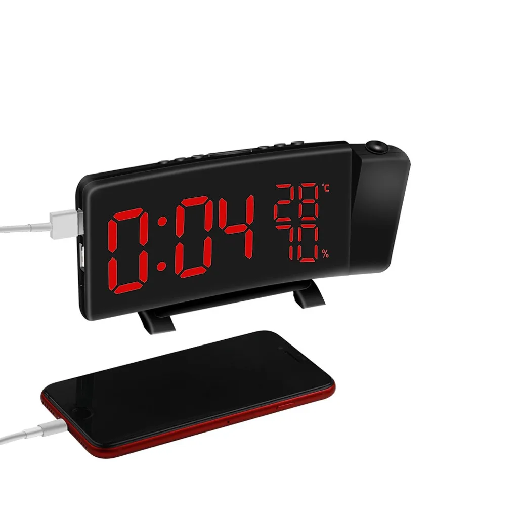 

Projection Alarm Clock Digital Clock FM USB with Dual Alarms Switching 3 Colors 2019 High Quality Support Wholesale Dropshipping