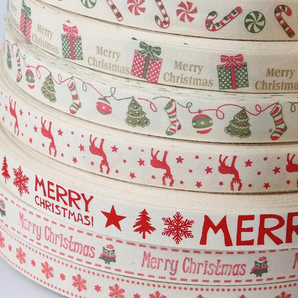 5 ярдов Рождественская лента украшение хлопок тесьма Снежинка Лось для праздника праздничная подарочная упаковка