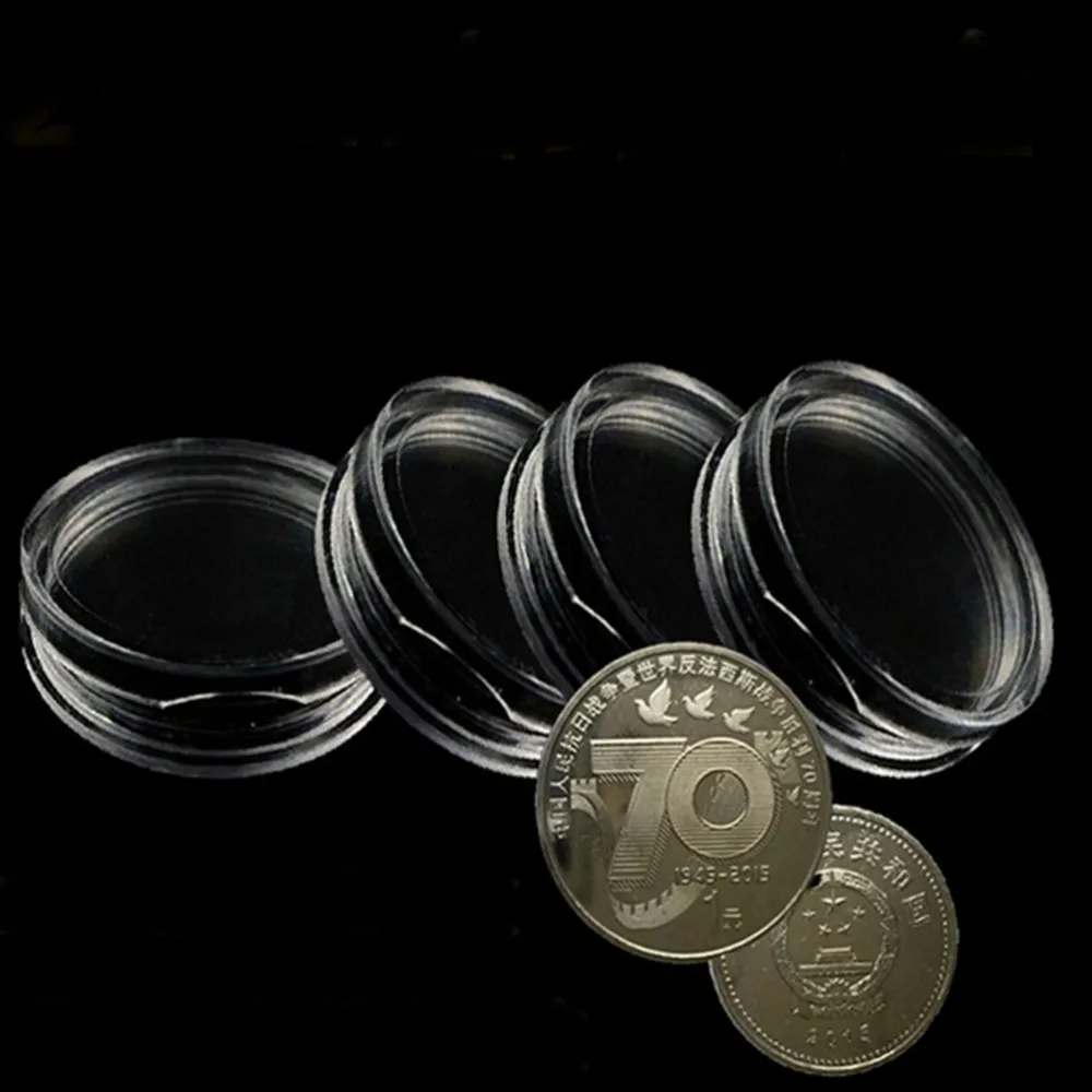 10 шт., прозрачная коробка для хранения монет, портативный держатель для монет, чехол для монет, защита для монет, копилка 25 мм