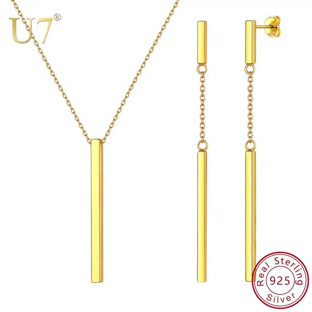 

U7 Womens Girls 925 Sterling Silver Pendant Necklaces and Earrings Sets Chocker for Lover Wife Mother Friends Jewelry Gift SC298