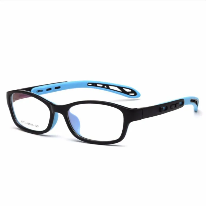 black blue Индивидуальная оправа для очков, Детские TR90 близорукие очки, модные обычные очки для мальчиков, силиконовые очки для девочек - Цвет оправы: black blue