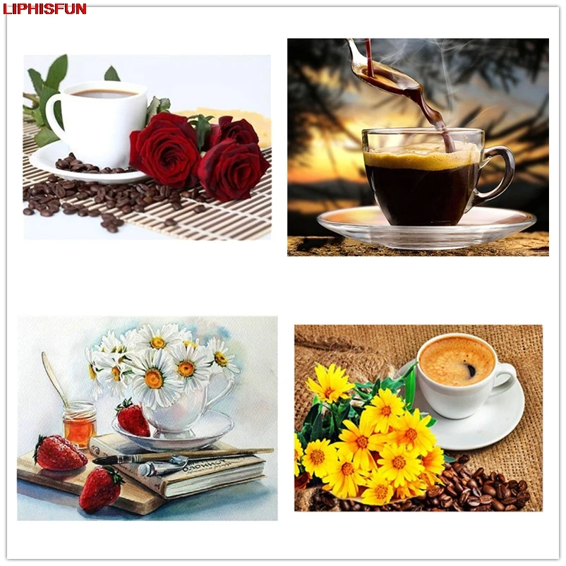 LIPHISFUN Алмазная картина кофейная Роза вышивка крестиком полная дрель