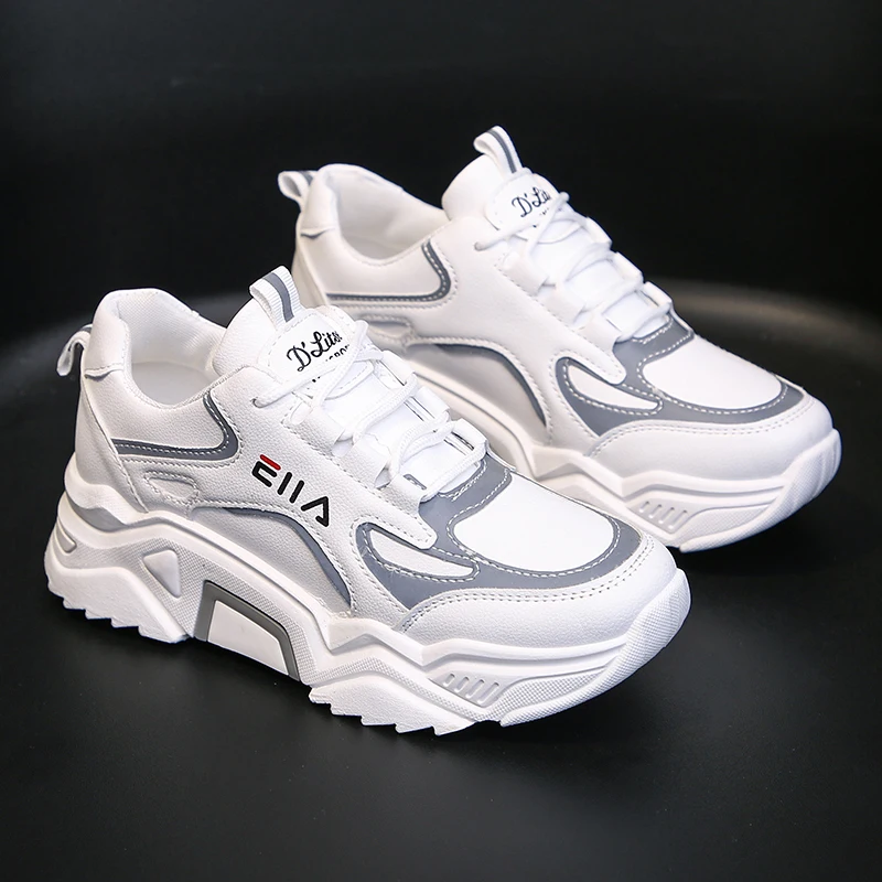 White single shoes Женские повседневные кроссовки; зимние кроссовки с Плюшевым Мехом; теплая женская обувь на шнуровке; женская обувь - Цвет: White single shoes