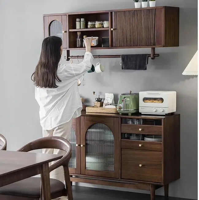 Solid wood side dining cabinet storage cabinet living room wall side dining table domestic French preparation CABINET CU