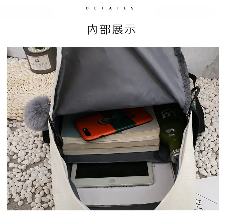 4 шт./компл. Повседневное Bolsa школьный рюкзак для девочек-тинейджеров, Водонепроницаемый рюкзак для ноутбука рюкзаки Mochila Escolar с маленькими пушистыми помпончиками для сумки
