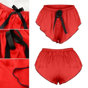 

Fashion Sexy Simulation Silk Satin Underpants Women Breathable And Soft Decoration Comfortable Satin Panties Sexy Bow F8Q3
