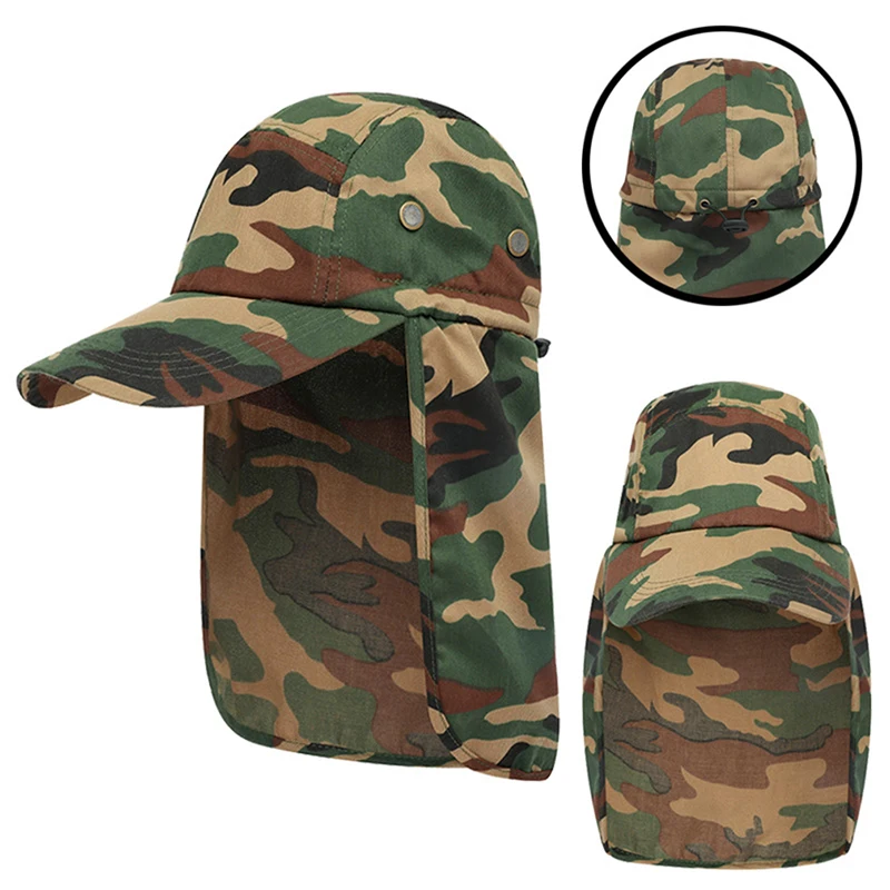 Outdoor Sport Hiking Camping Visor Hat UV Protection Face Neck Cover Fishing Sun Protcet Cap Fishing Cap Rain Hat Sun Jungle fisherman hat,winter hat,camouflage hat,fishing hat,sports caps,camouflage cap,polar fleece hat,sports visor hat