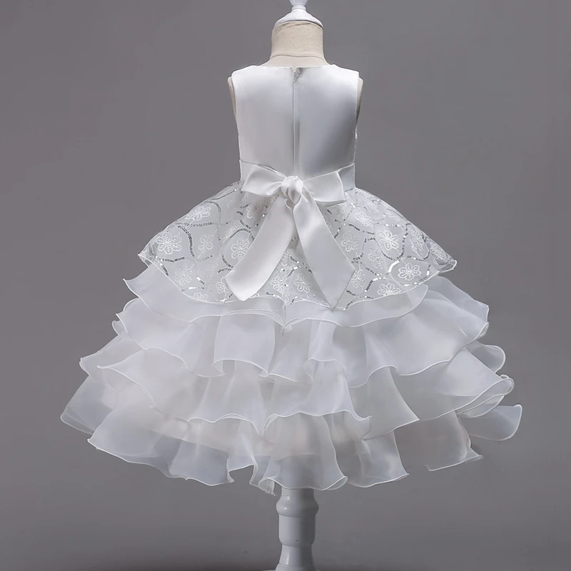 It's Yiya/Платья с цветочным узором для девочек 5 цветов, длинное платье для девочек без рукавов с круглым вырезом, пышные платья детское бальное платье с вышивкой и бантом, 582