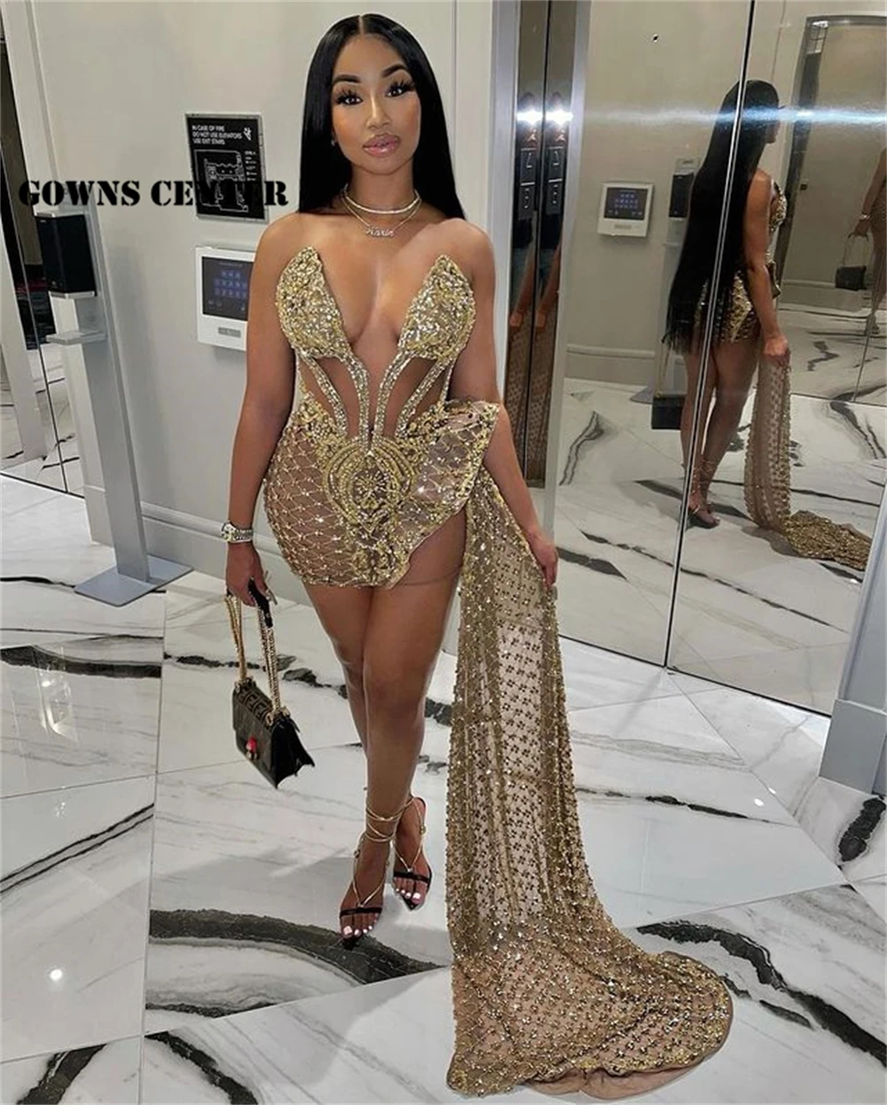 simple prom dresses Luxury Prom Dresses 2022 For Black Girls Mermaid Mini Cocktail Dress Formal Party Homecoming Gowns African Robe de soirée courte long sleeve prom & dance dresses Prom Dresses