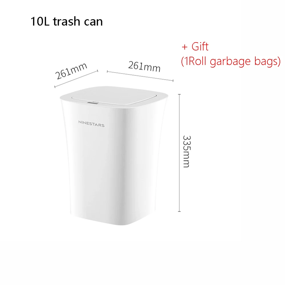 Xiaomi NINESTARS водонепроницаемый индукционный мусорный бак 10 литров IPX3 жизнь водонепроницаемый индукционный открытие регулируемое расстояние - Цвет: DZT-10-11S with gift