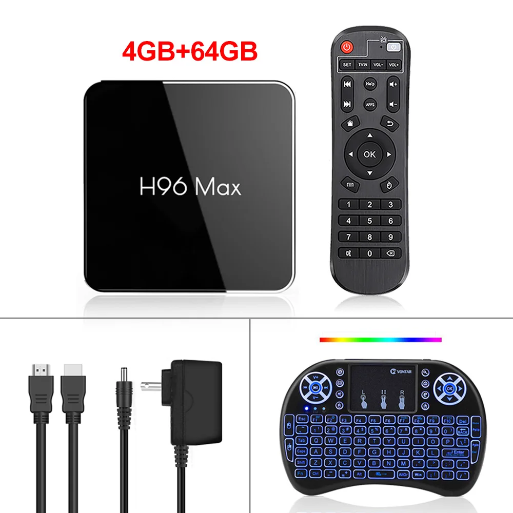 4G 64G I8 BK H96 MAX X2 Android tv Box 9,0 4 Гб 64 Гб S905X2 1080P H.265 4K Google Store Netflix Youtube H96MAX 2G16G Smart tv box X96mini TX6 - Цвет: 4G 64G I8 BK