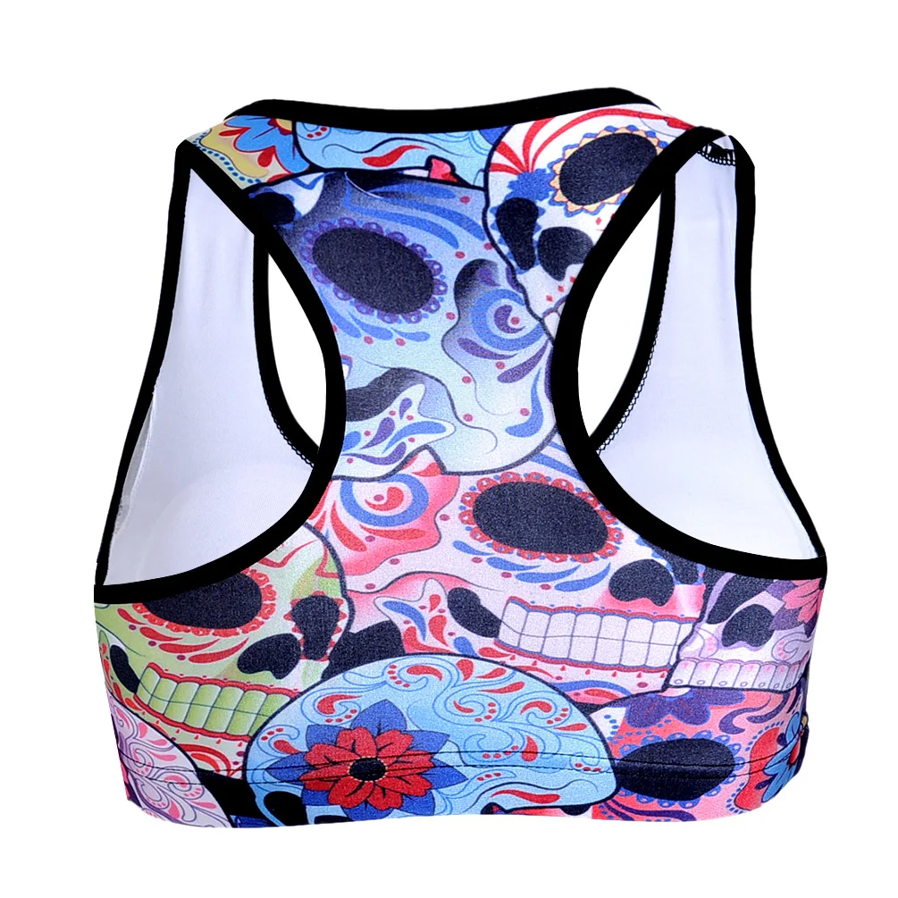 Popular style retro printing skull head without steel ring bra vest vests Gym Shirt Women Vest Gym Deportivo Mujer