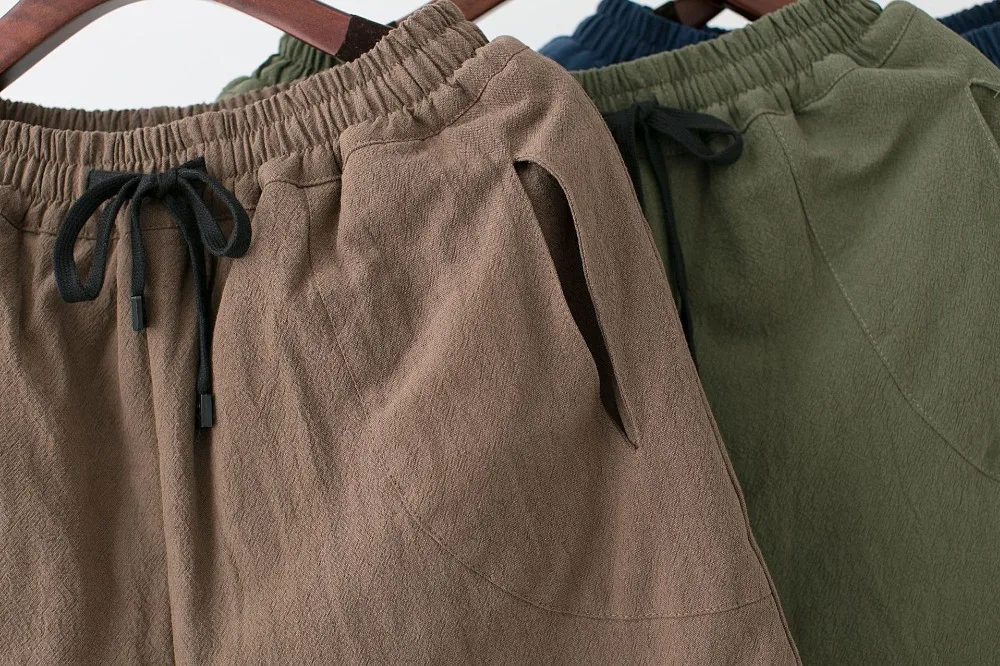 LZJN 2019 Winter Warm Men Thick Pants Double Layer Quilted Casual Pockets Male Winter Joggers Drawstring Cotton Linen Trousers (38)