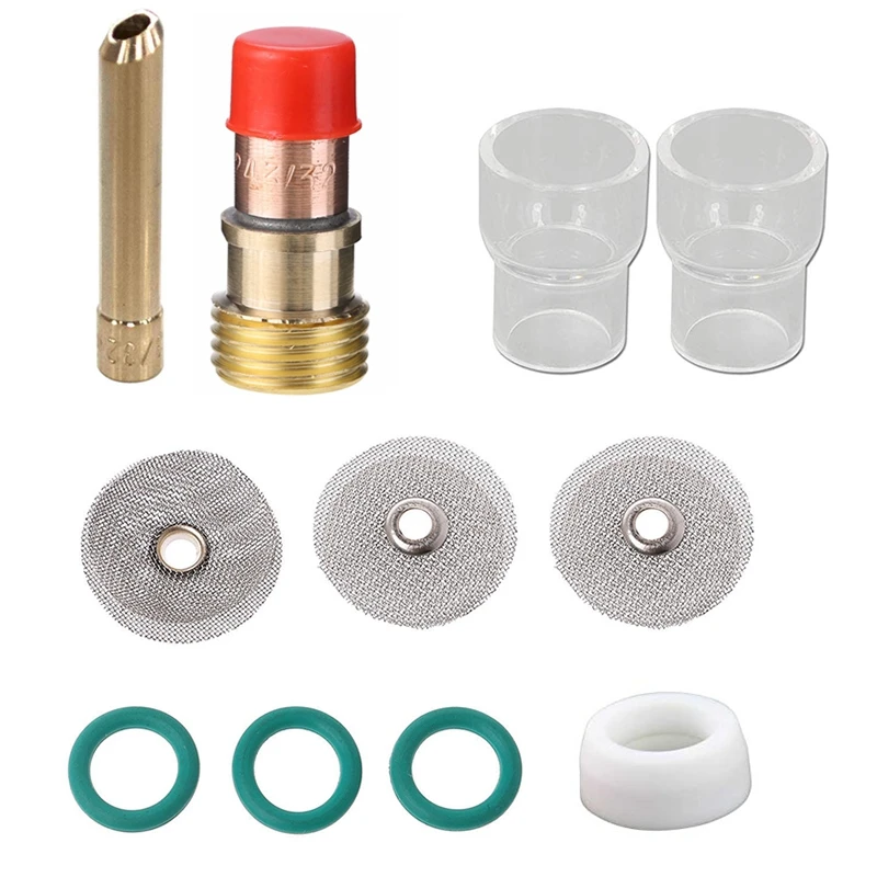 

TIG Welding Torch 3/32 inch 2.4mm Gas Lens 12 Pyrex Cup Kit for WP-17/18/26