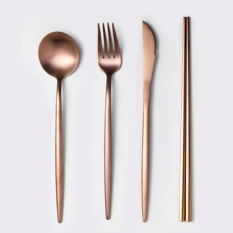 Rose Gold 2 Горячая Распродажа столовый набор столовых приборов ножи вилки ложки Wester кухонная посуда из нержавеющей стали вечерние столовые приборы - Цвет: Rose Gold 2