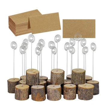 

10Pcs Wedding Wooden Stump Name Place Card Stand Rack Table Number Card Clip Wood Craft Decoration Home Party Supplies