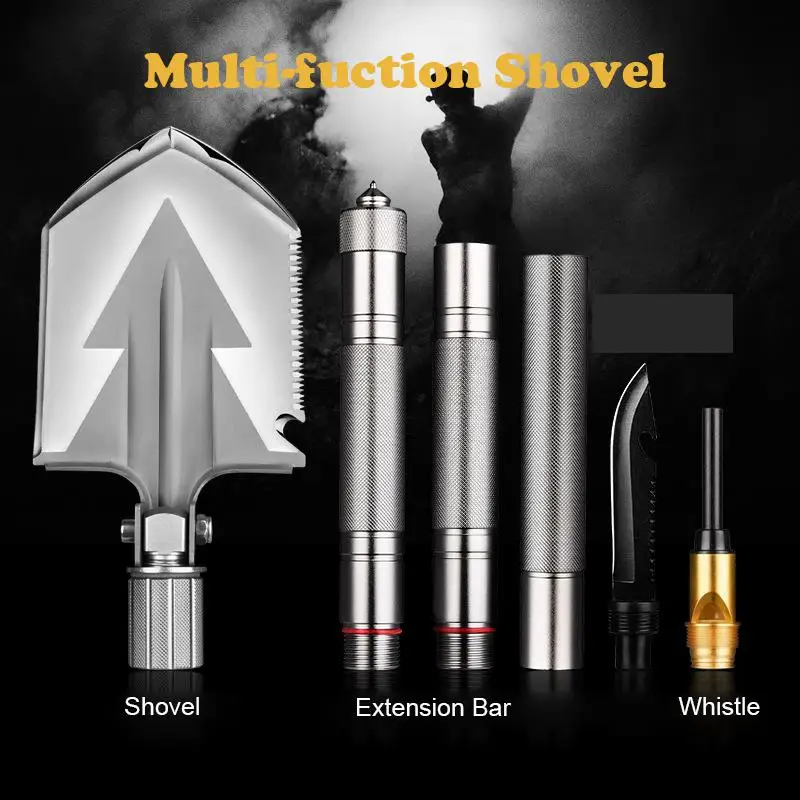 Max Length 92cm Shovel High-carbon Steel Shovel Outdoor Tactical Multifunctional Shovel Folding  Camping Equipment Army Tool
