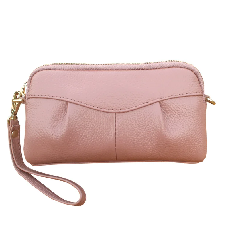 

100% Genuine Leather Wallet Women Coin Purse Cow Leather Clutch Female Multifunction Long Wallets Lady Card Holder 6"phone Pouch
