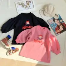 Новое Стильное плотное платье для девочек зимние хлопковые модные платья для девочек 1-6 лет, HH964