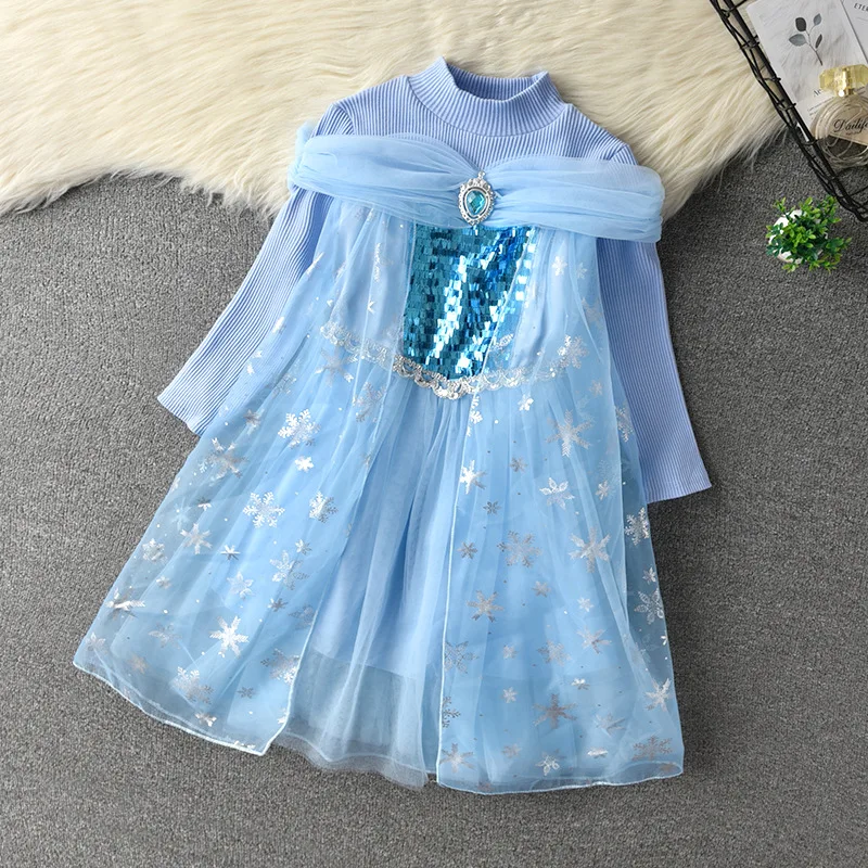 

Fashion Fall Kids Dresses for Girls Mesh Long Sleeve Princess Dress Children Tutu Costume Vestidos Sequins Party Girl Clothes