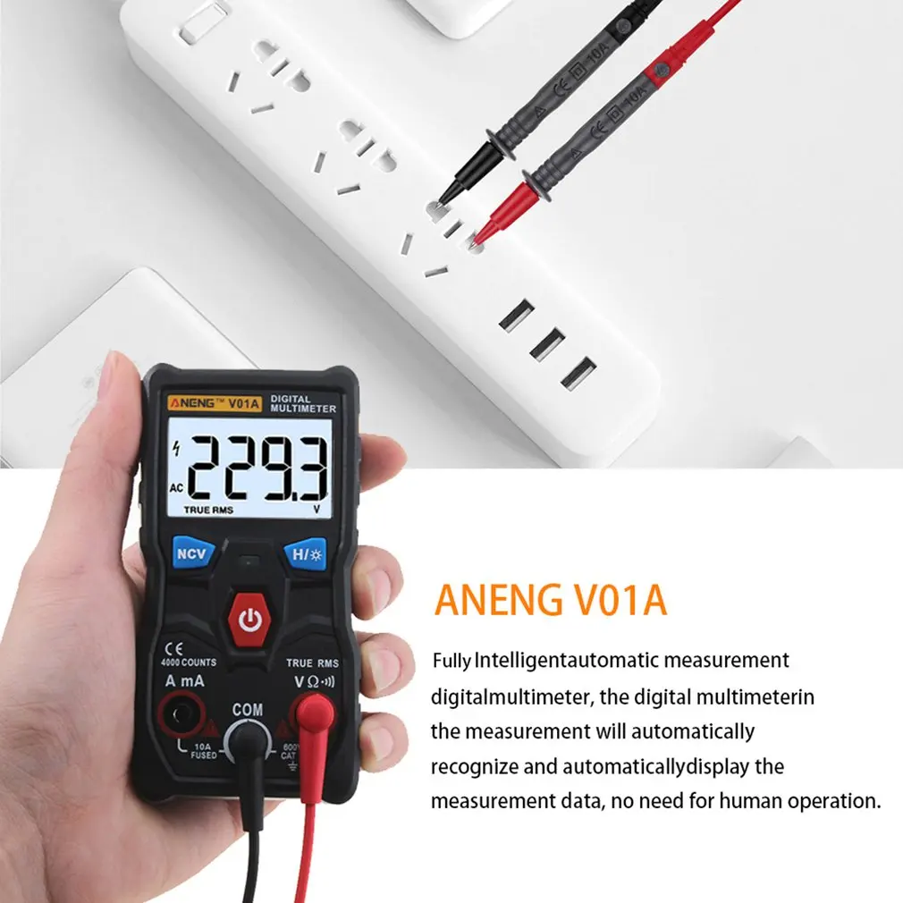 ANENG V01A Telt цифровой мультиметр тест er True-RMS intelligente NCV AC/DC Spanning Stroom Ом инструмент для тестирования цифровой дисплей