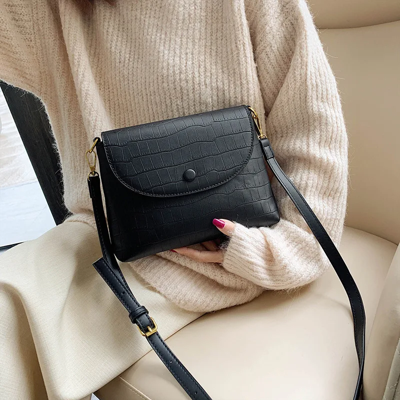 

Casual Non-mainstream Simple Retro WOMEN'S Bag 2019 Autumn And Winter New Style Versatile Korean-style Popular Crocodile Pattern