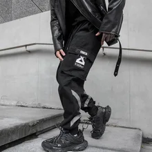 Размер США, брендовые дизайнерские шаровары, Мужская модная уличная одежда в стиле панк, хип-хоп, повседневные брюки, мужские брюки для танцев, черные, DG256