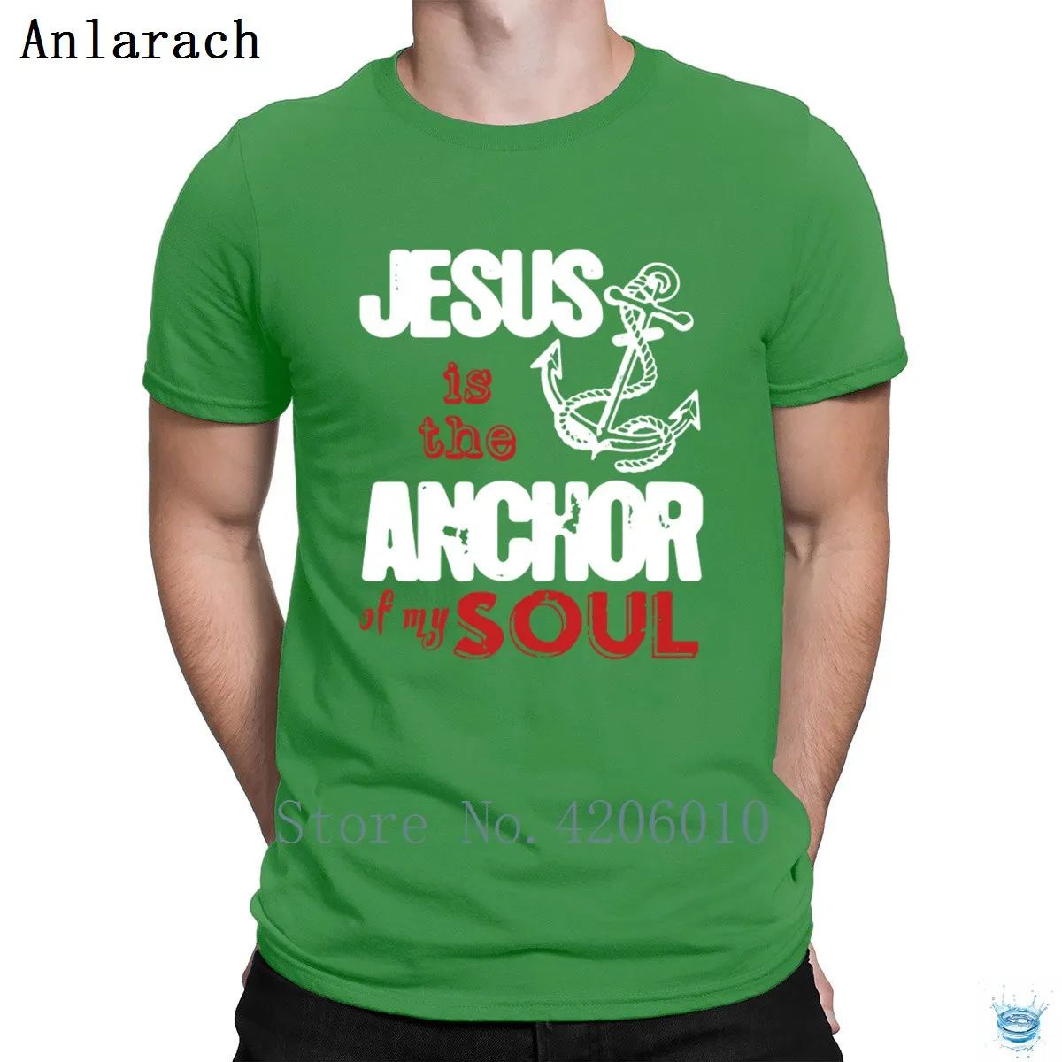 Jesus Is The Anchor Of My душевная футболка трикотажная горячая Распродажа Стильная мужская футболка стандартная хлопковая Футболка уличная одежда - Цвет: Green