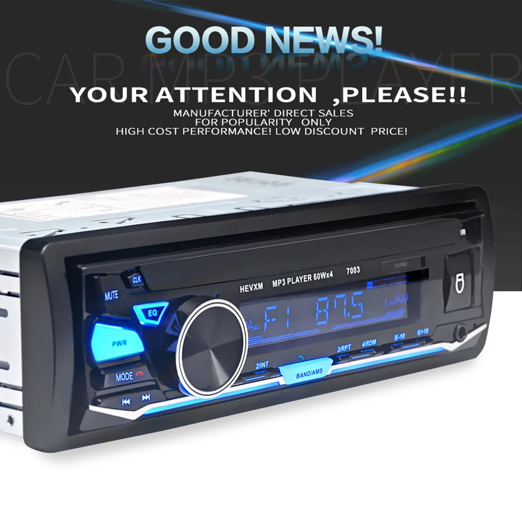 Универсальный 12 В Bluetooth Автомобильный MP3-плеер Съемная панель стерео аудио плеер дистанционное управление USB FM Aux
