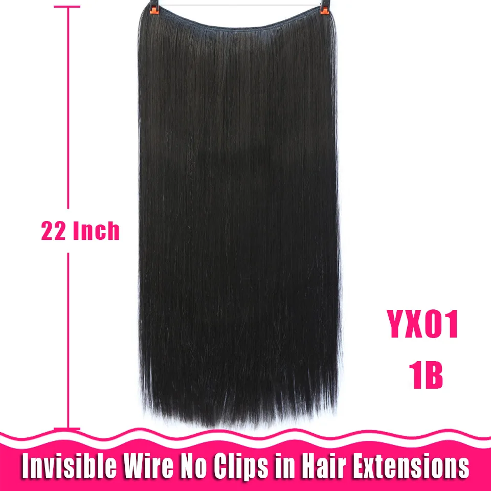 22 длинные волнистые красные черные синтетические повязки на голову термостойкие шиньоны невидимая рыбья линия волнистые волосы для наращивания женские головные уборы - Цвет: YX01-2